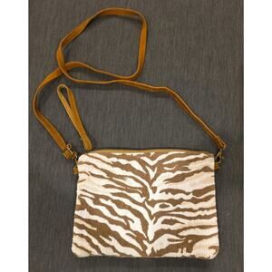 Macchia di Ruggine Go Get Them Tiger Woven Leather Crossbody Bag Wristlet Brown